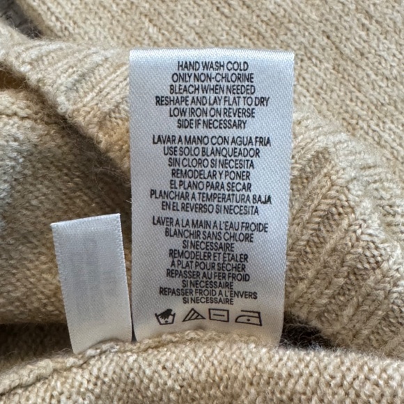 CALVIN KLEIN tan camel colored cowl neck sweater with pockets womens L - Picture 4 of 8